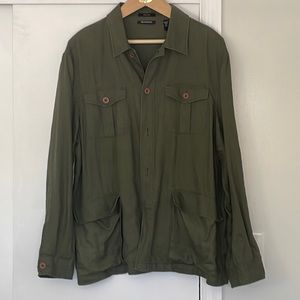 Mens XXL Linen Olive Green Safari Jacket